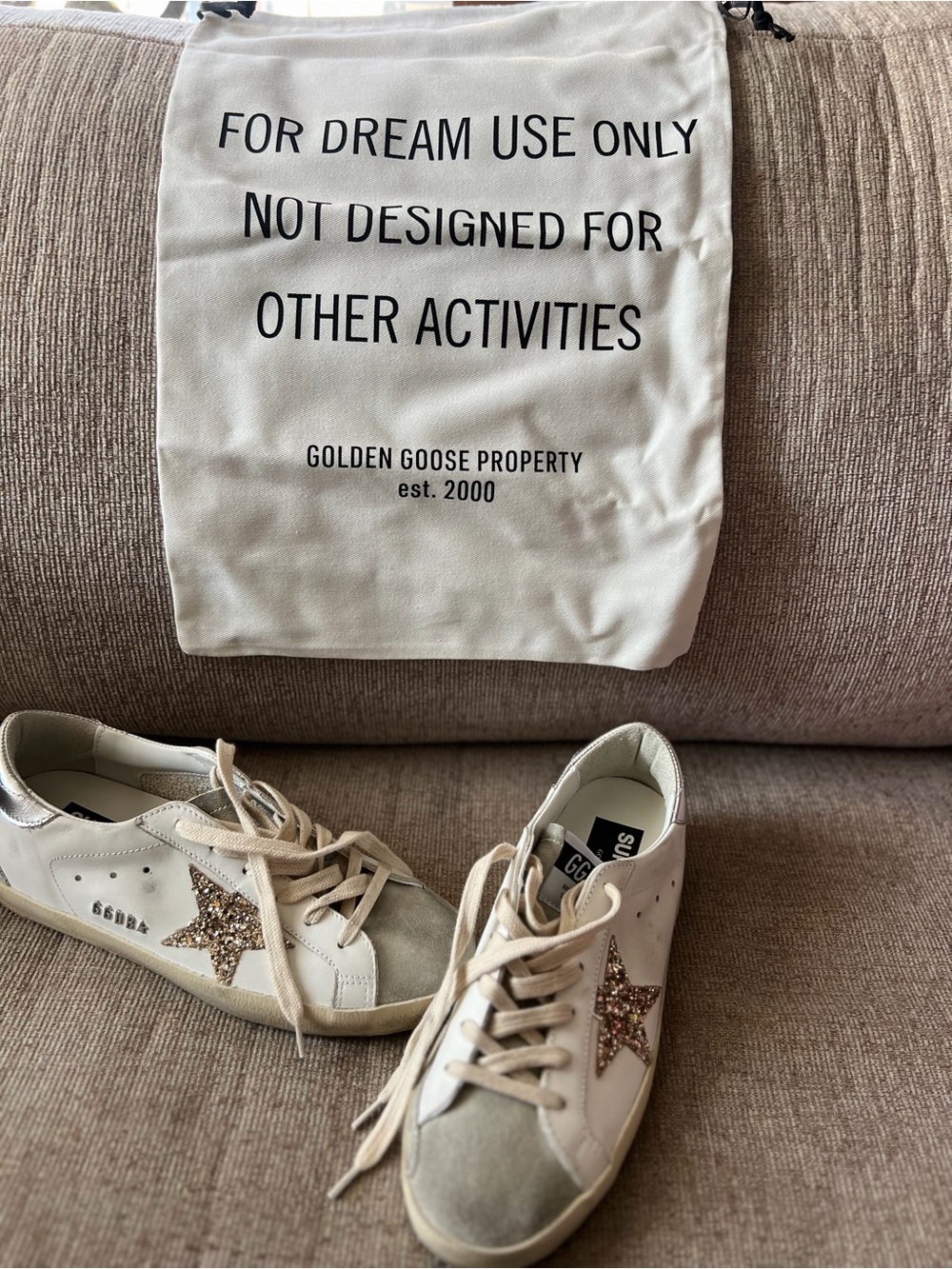 Golden Goose White Low-Top Sneakers with Glitter Star